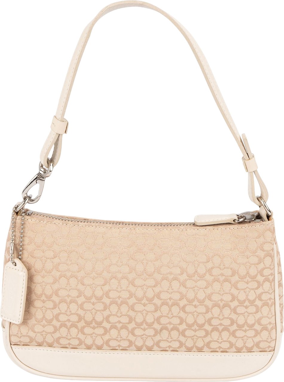 Coach Mini Signature Monogram Pochette Handbag Beige