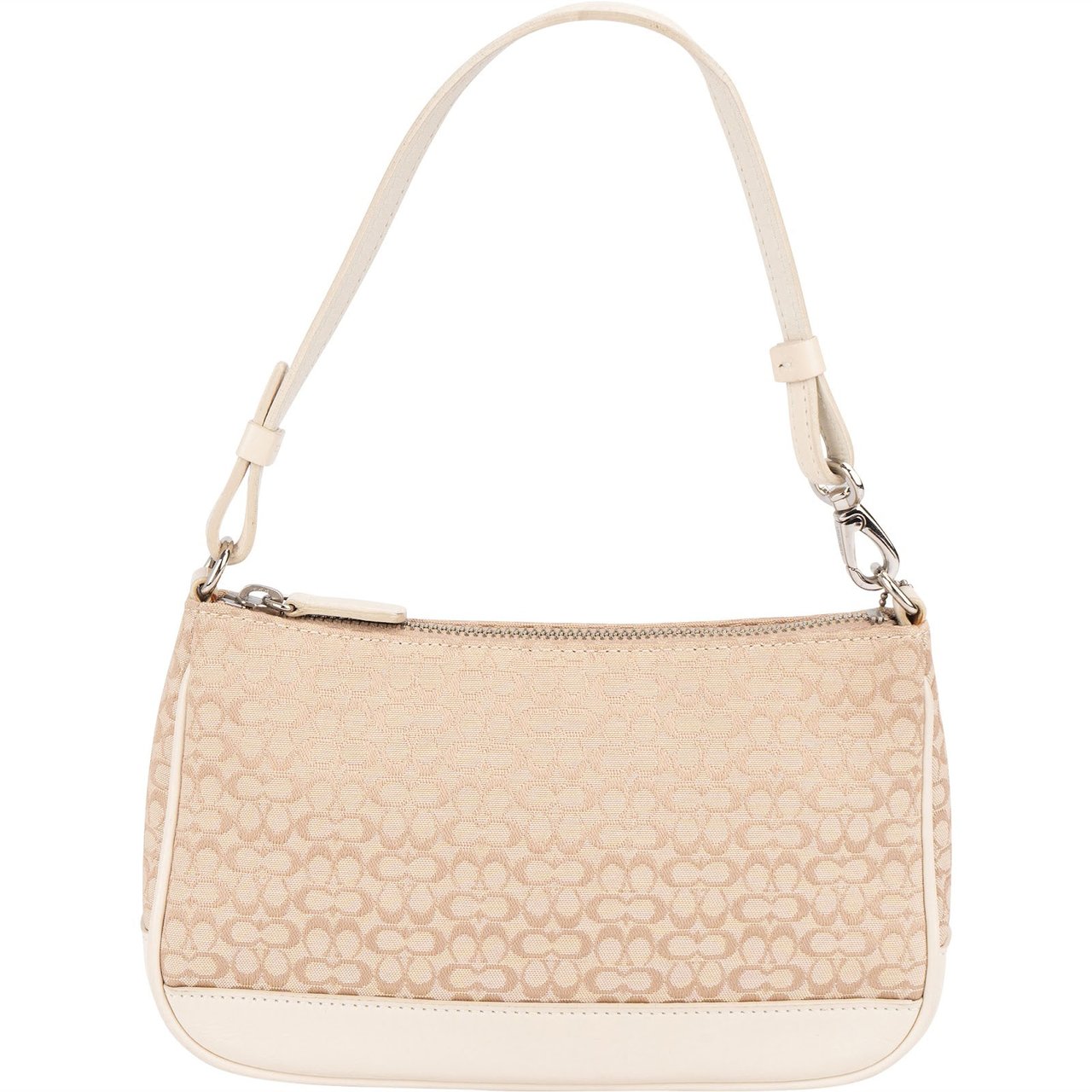 Coach Mini Signature Monogram Pochette Handbag Beige