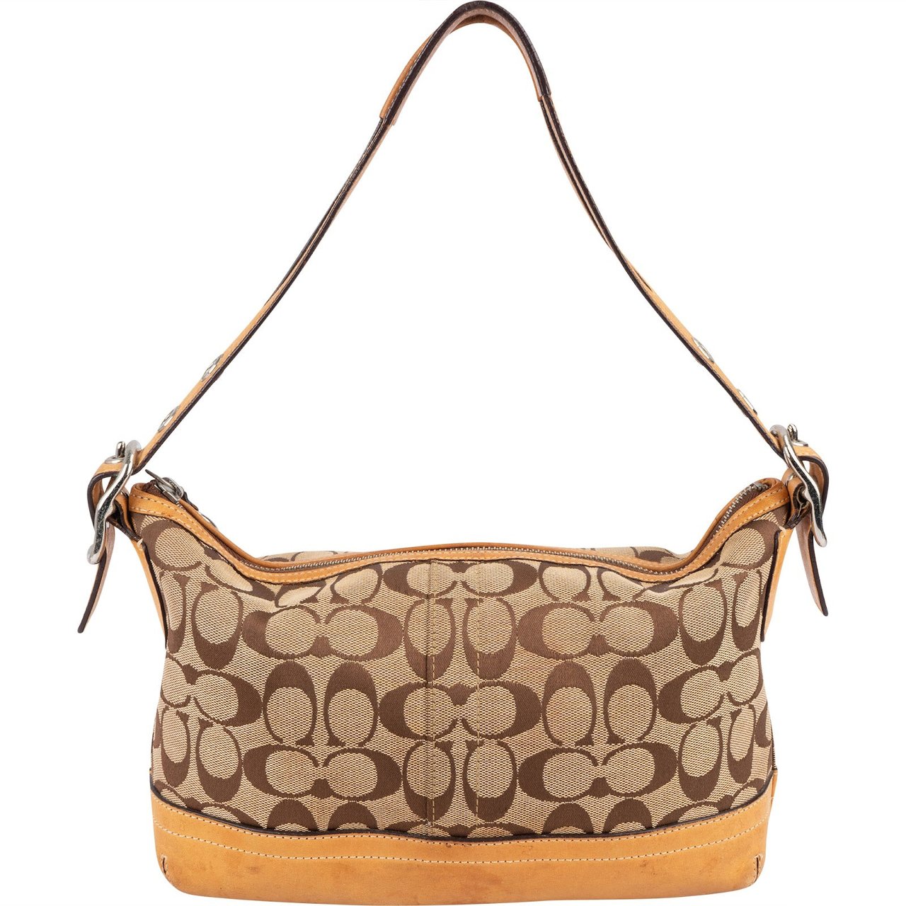 Coach Coach Monogram Signature Pouch Shoulder Bag Bruin
