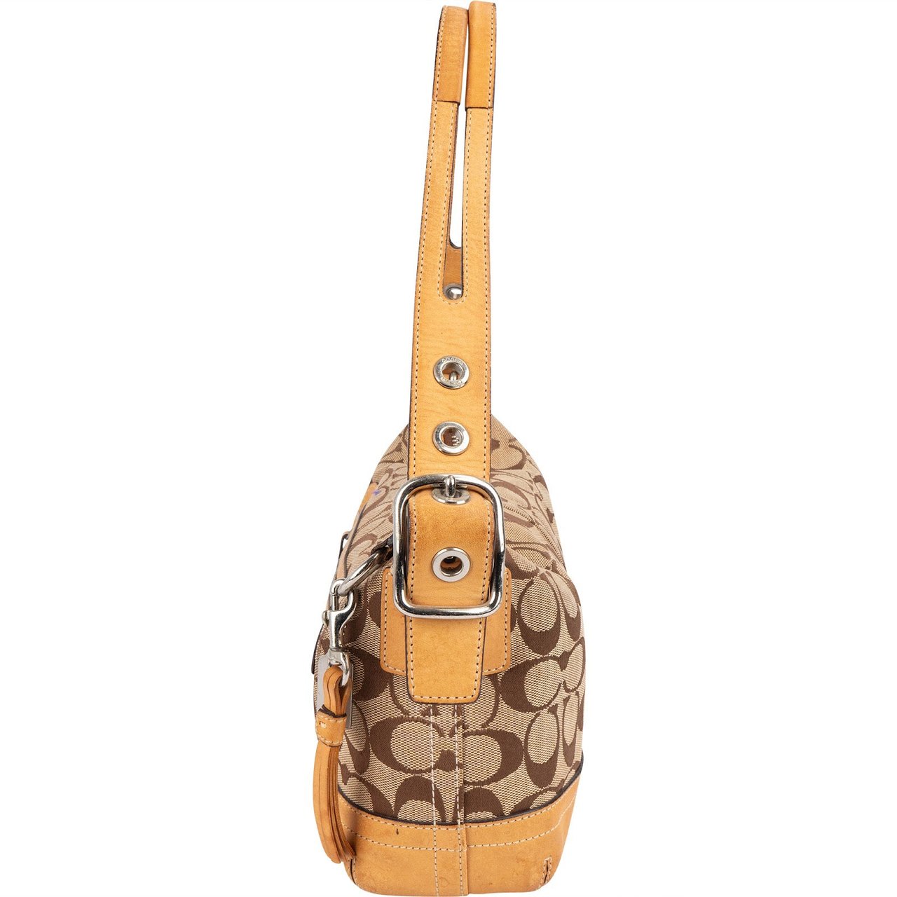 Coach Coach Monogram Signature Pouch Shoulder Bag Bruin