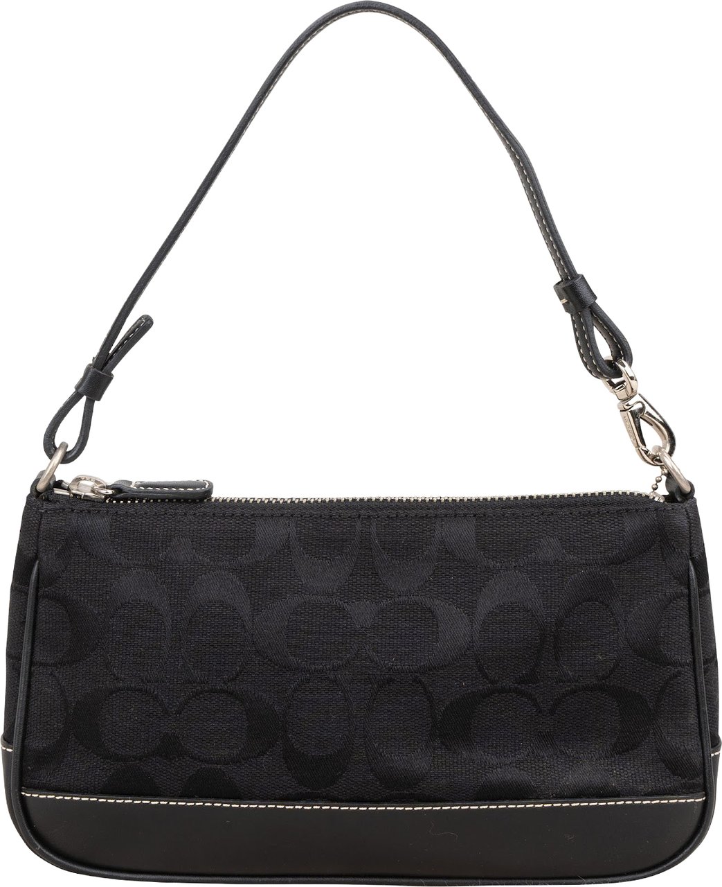 Coach Black Signature Monogram Pochette Handbag Zwart
