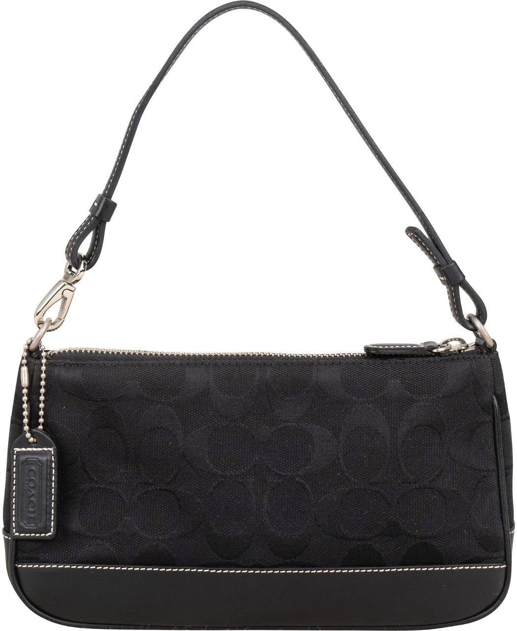 Coach Black Signature Monogram Pochette Handbag Zwart