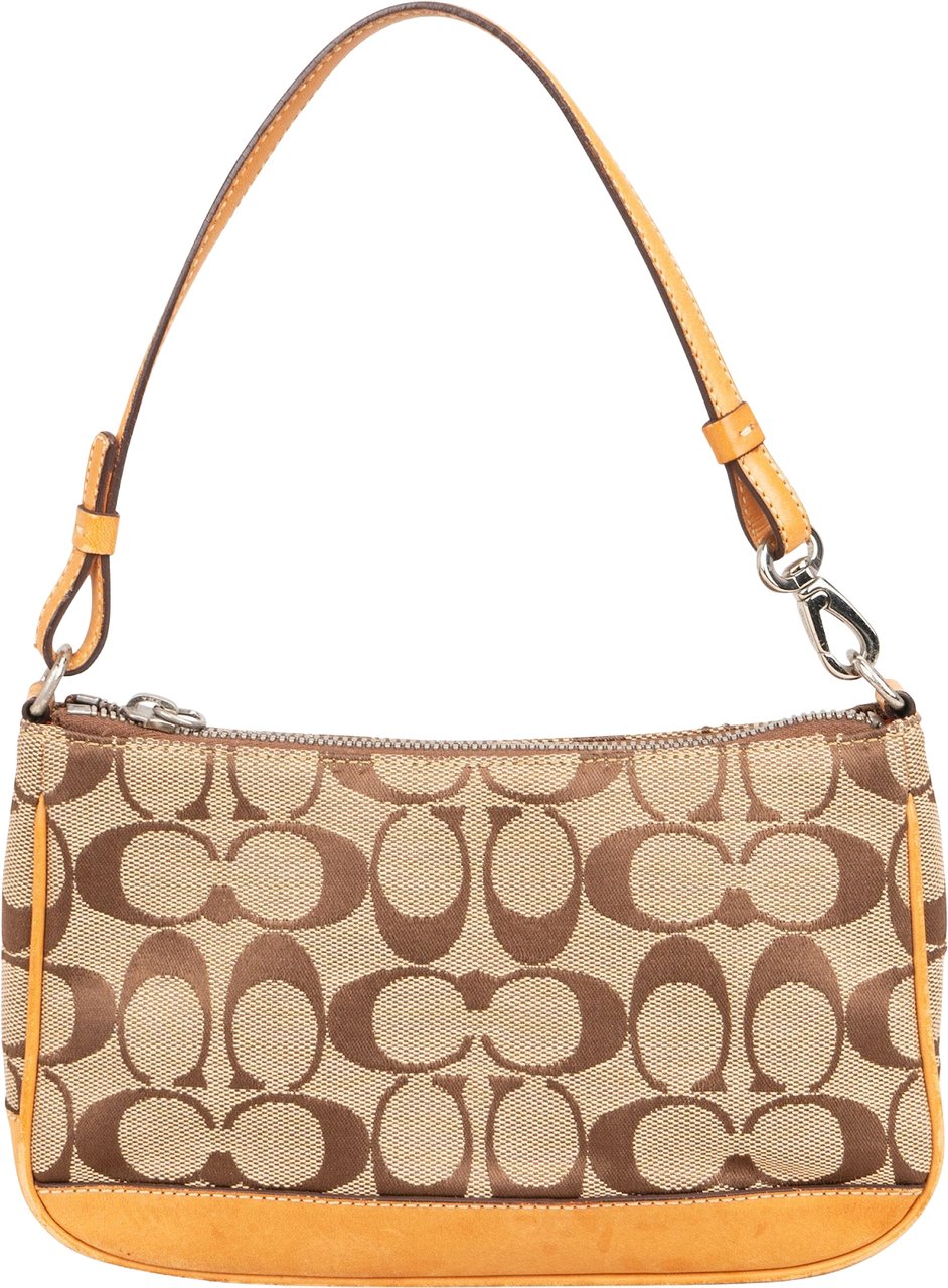 Coach Coach Signature Monogram Pochette Handbag Bruin