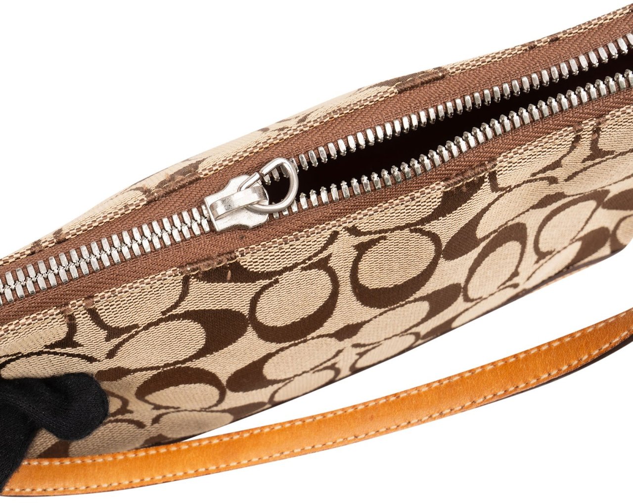 Coach Coach Signature Monogram Pochette Handbag Bruin