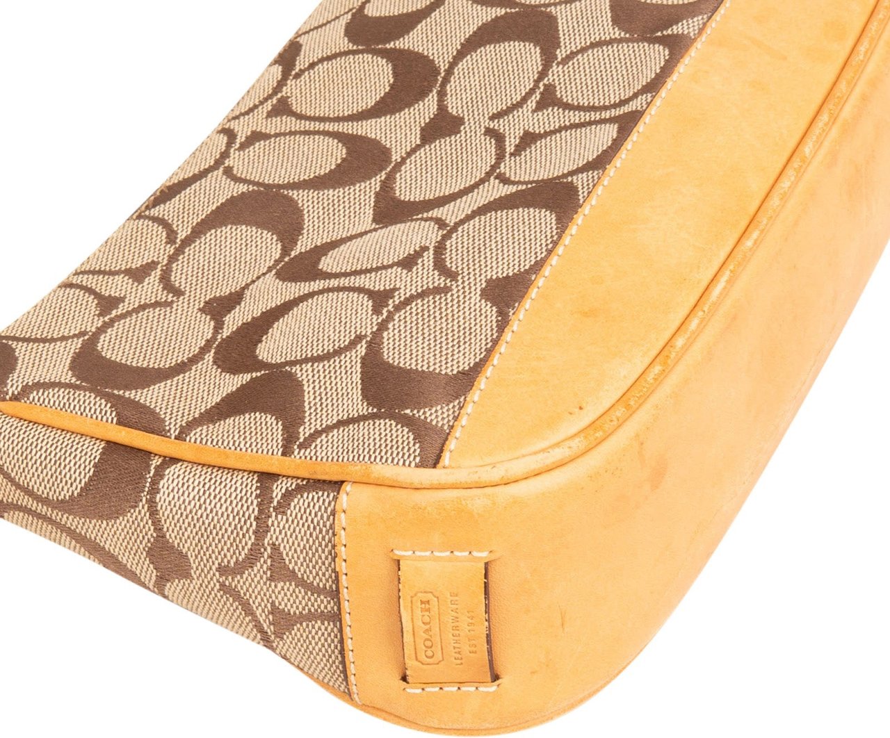 Coach Coach Signature Monogram Pochette Handbag Bruin