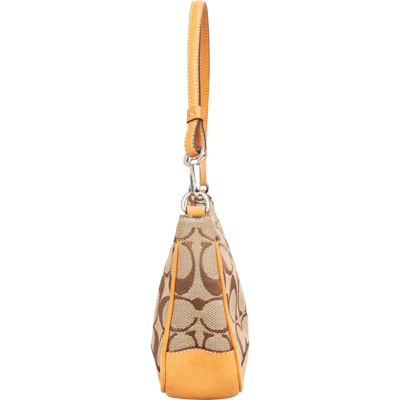 Coach Coach Signature Monogram Pochette Handbag Bruin