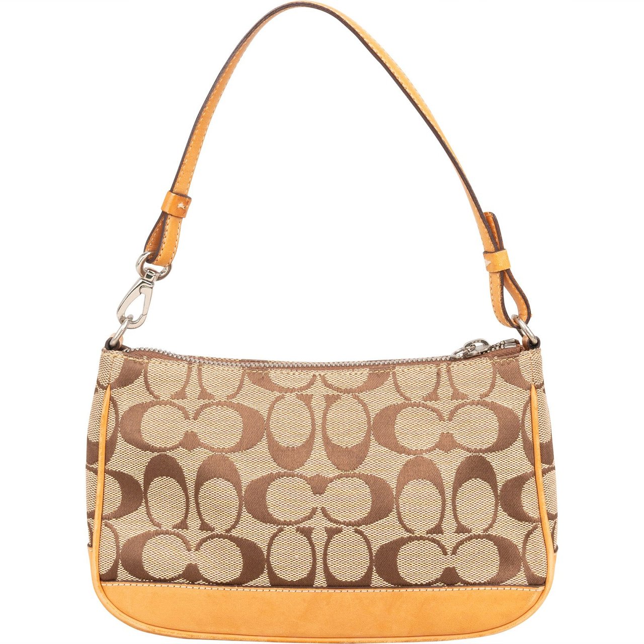 Coach Coach Signature Monogram Pochette Handbag Bruin