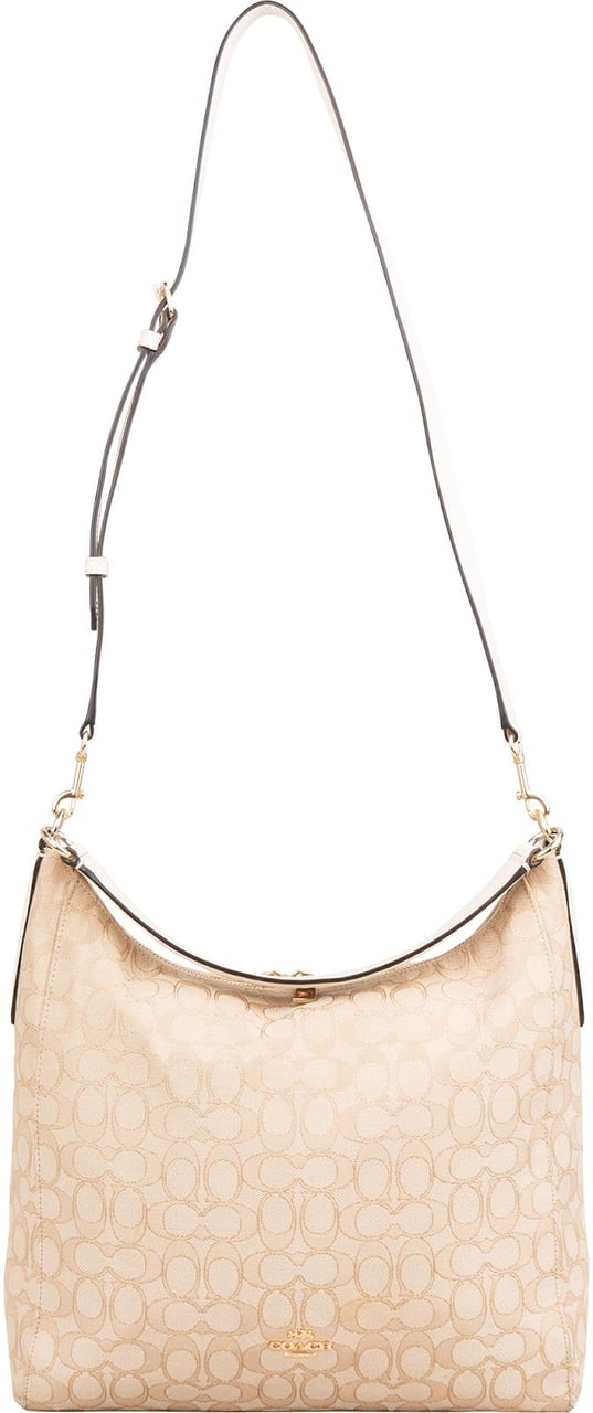 Coach Coach Monogram Signature Canvas Celeste Convertible Hobo Crossbody Bag Beige