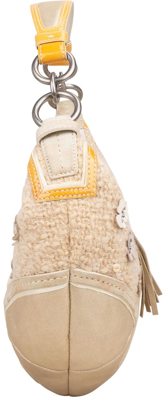 Coach Boucle Floral Applique Hobo Shoulder Bag Beige