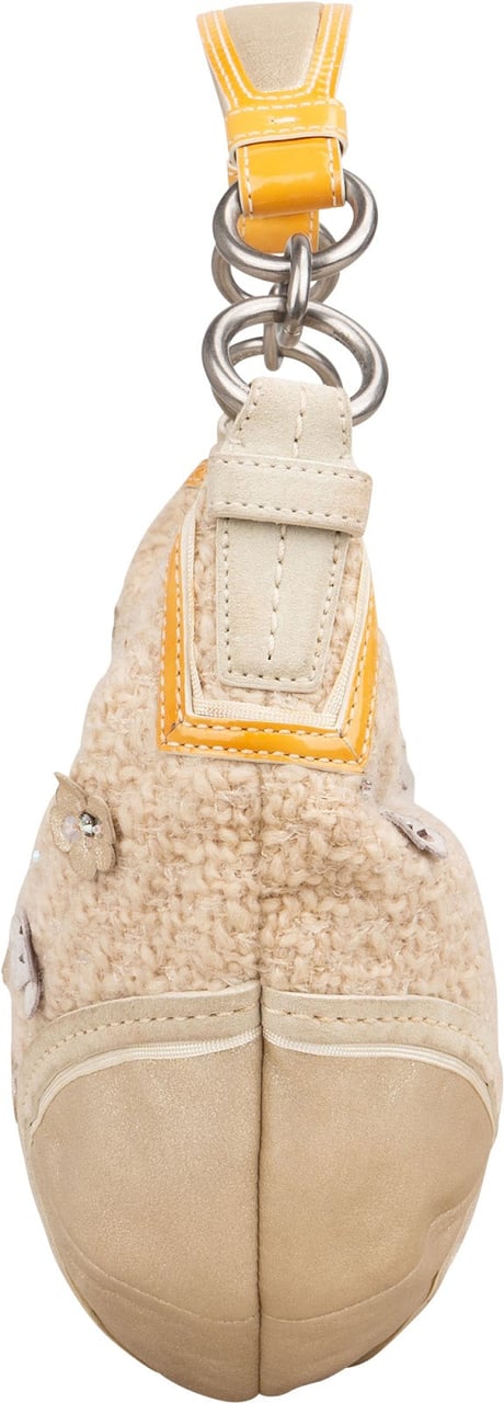 Coach Boucle Floral Applique Hobo Shoulder Bag Beige