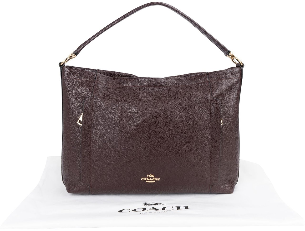 Coach Pebbled Leather Hadley Hobo Shoulder Bag Bruin