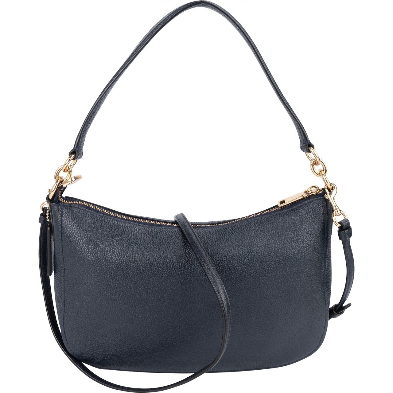 Coach Coach Pebbled Leather Small Mia Shoulder Bag Navy