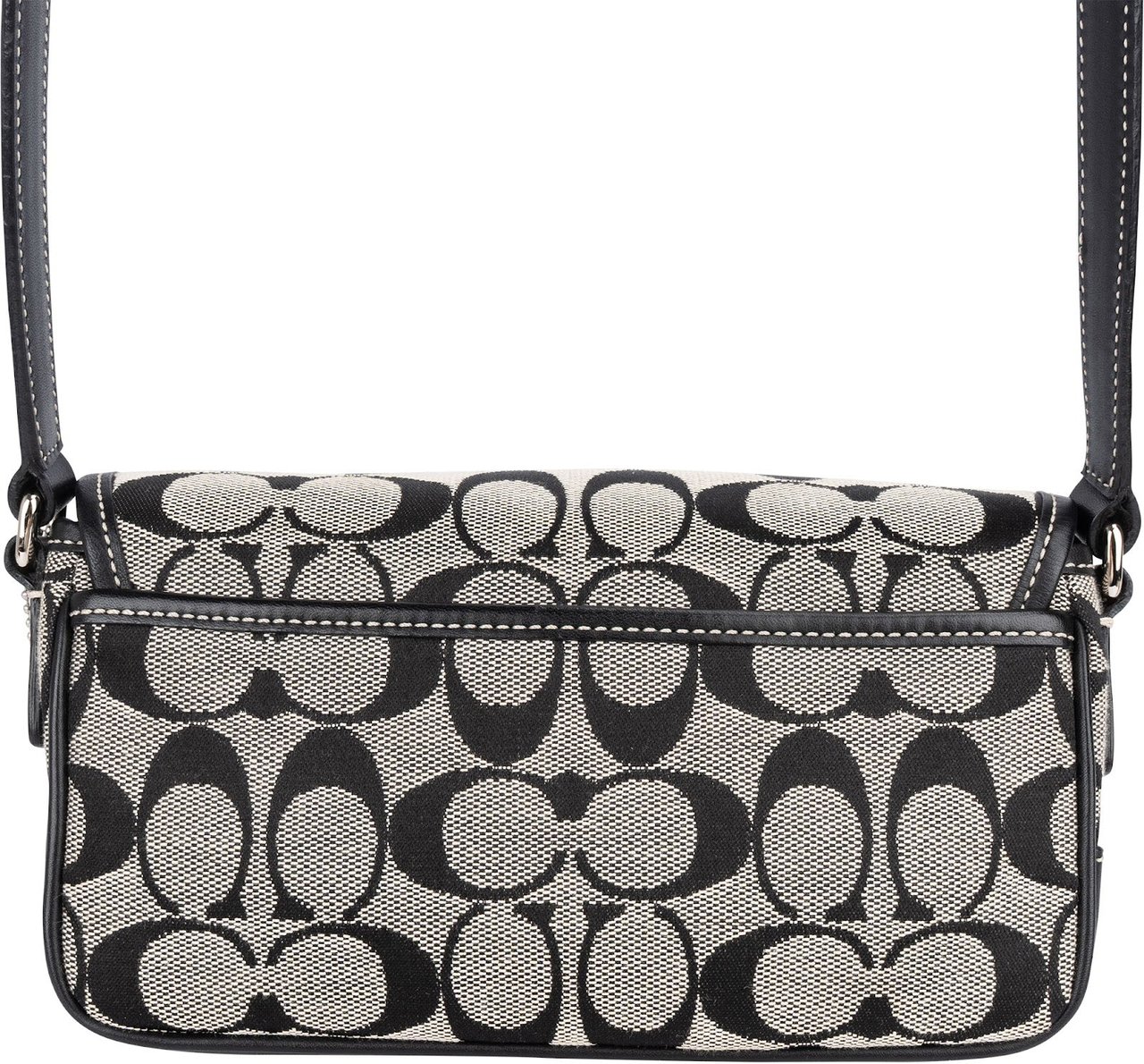 Coach Monogram Signature Double Buckle Flap Mini Crossbody Bag Zwart