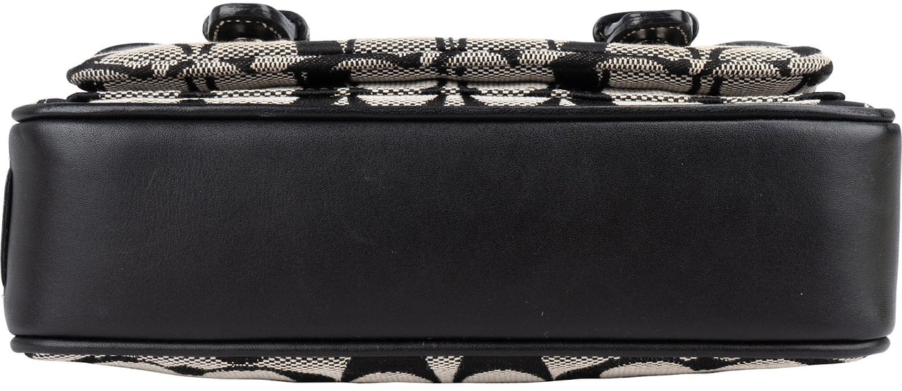 Coach Monogram Signature Double Buckle Flap Mini Crossbody Bag Zwart