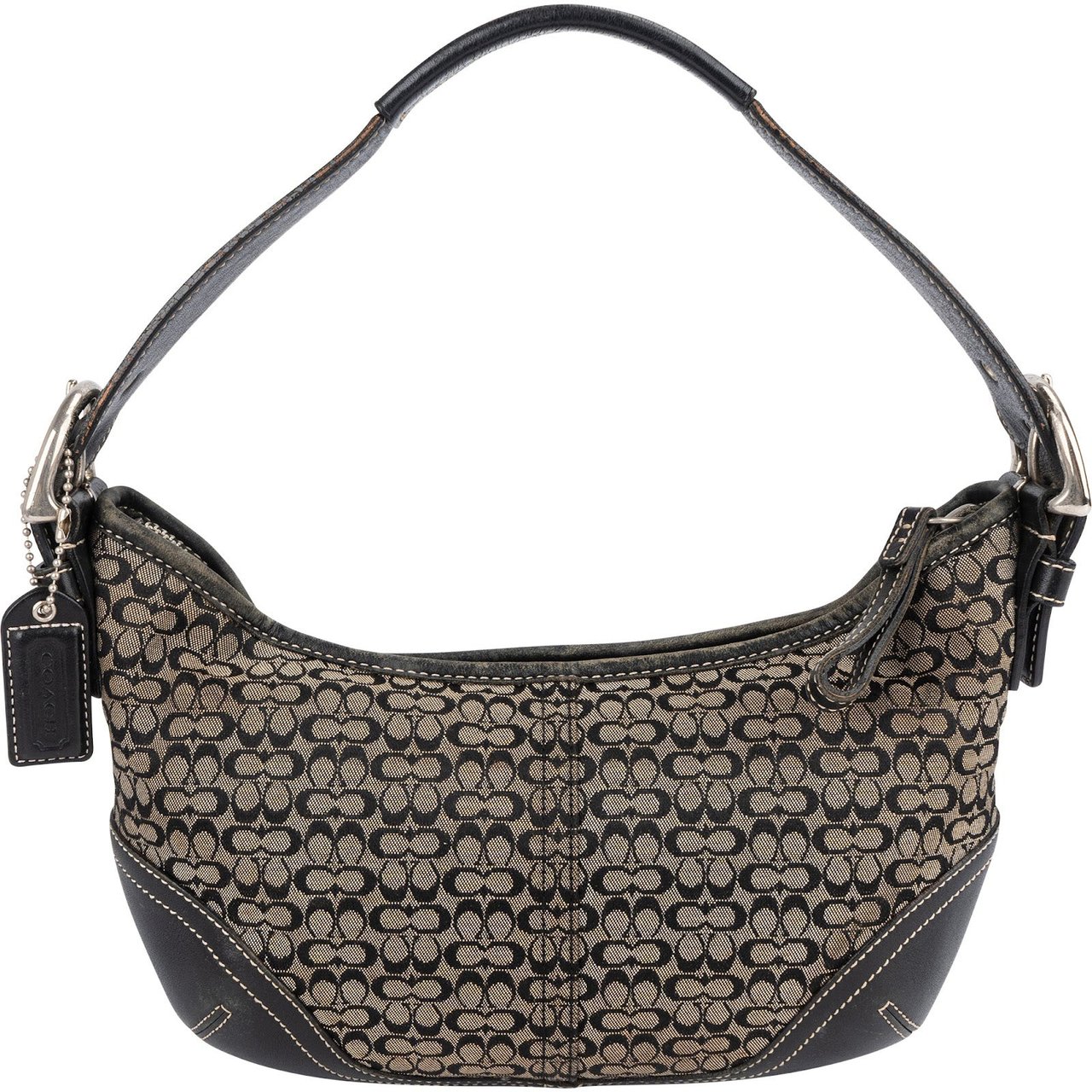 Coach Coach Mini Monogram Signature Small Pouch Shoulder Bag Zwart