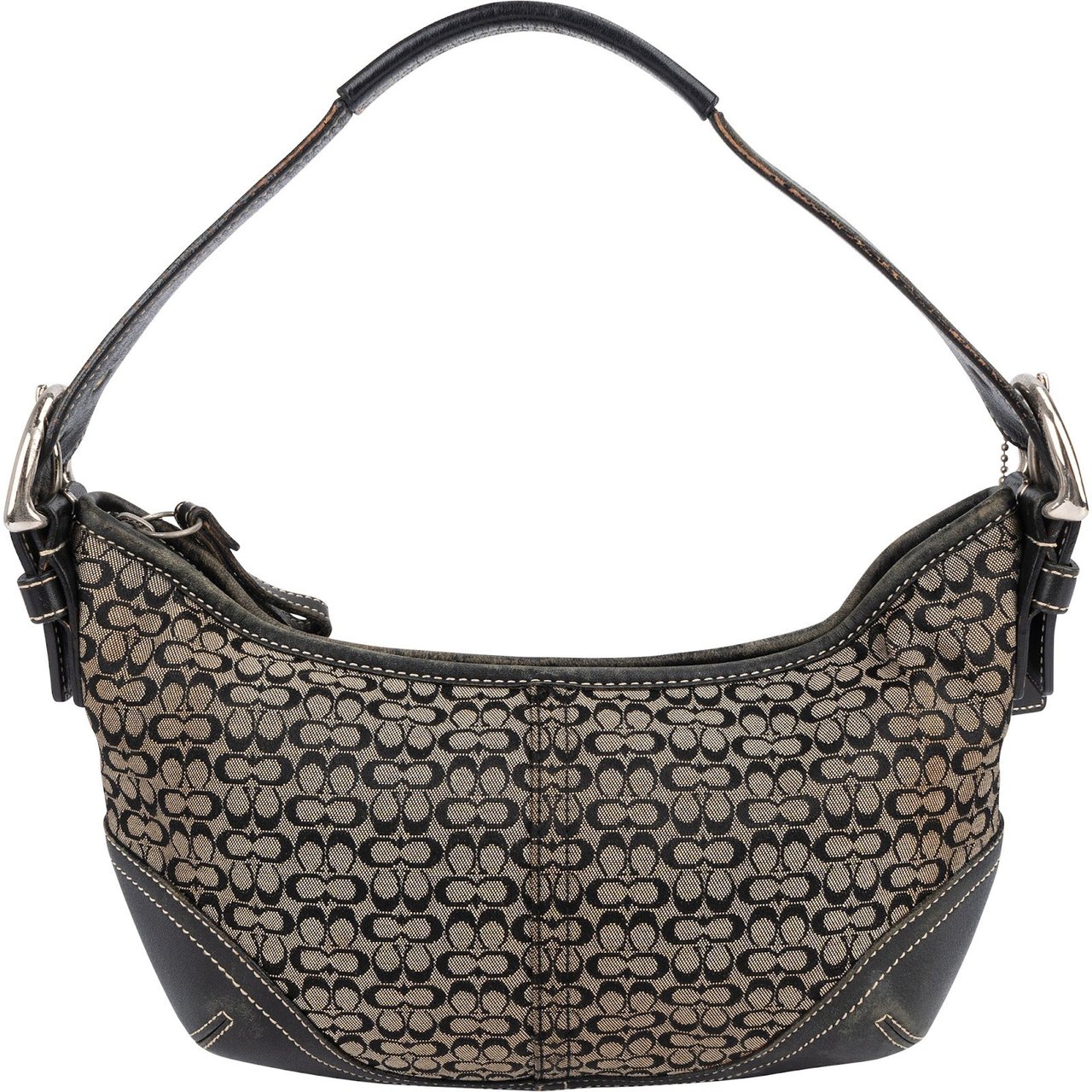 Coach Coach Mini Monogram Signature Small Pouch Shoulder Bag Zwart