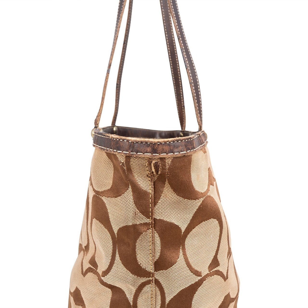 Coach Coach Monogram Signature Stripe Tote Shoulder Bag Bruin