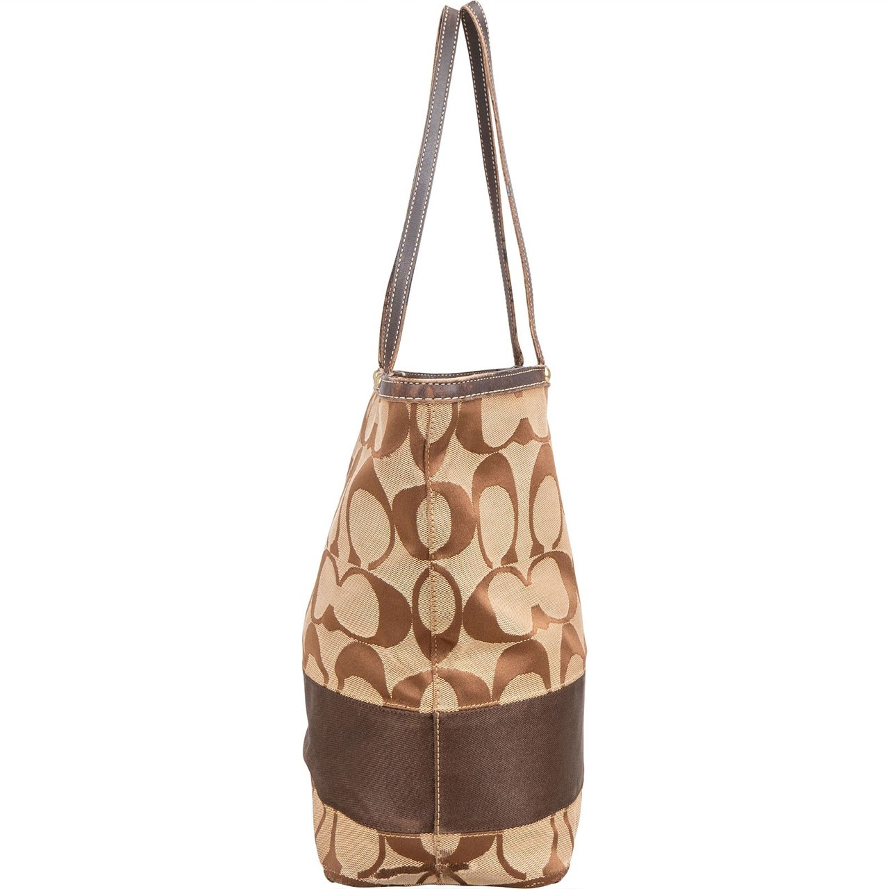 Coach Coach Monogram Signature Stripe Tote Shoulder Bag Bruin