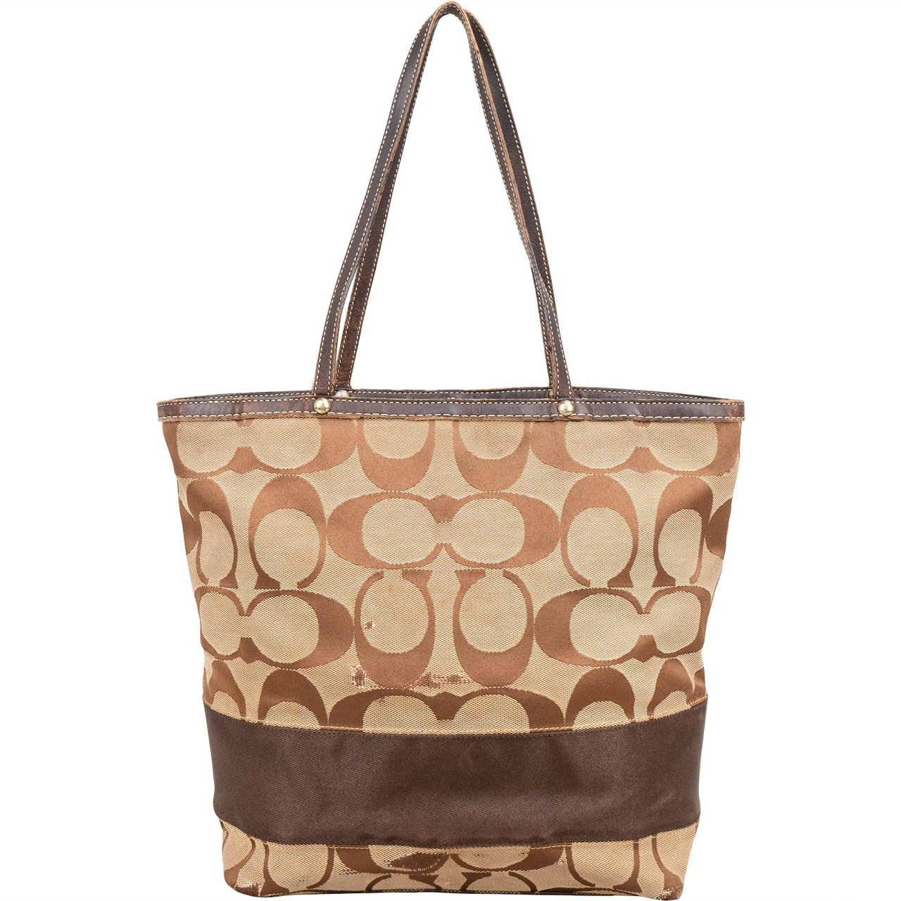 Coach Coach Monogram Signature Stripe Tote Shoulder Bag Bruin