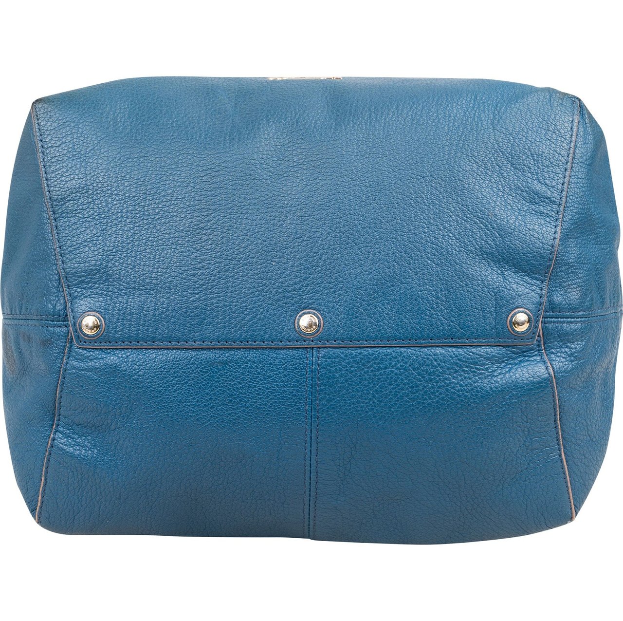 Coach Pebbled Leather Drawstring Duffle Bucket Crossbody Bag Blauw