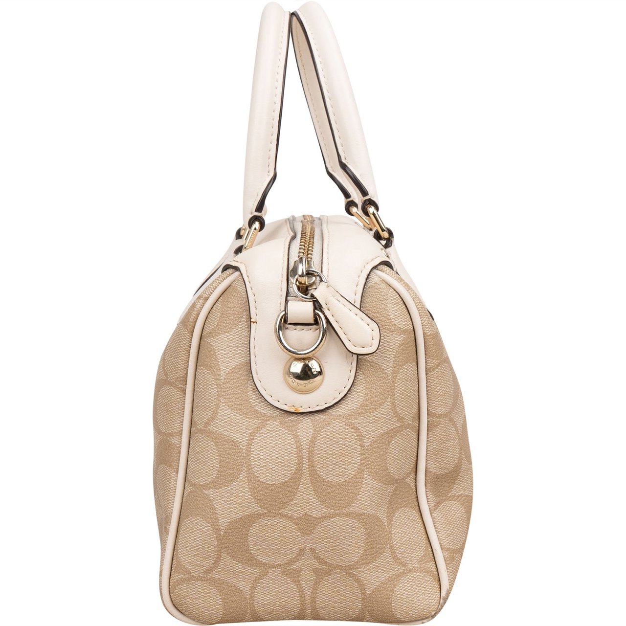 Coach Coach Monogram Signature Rowan Satchel Handbag Beige