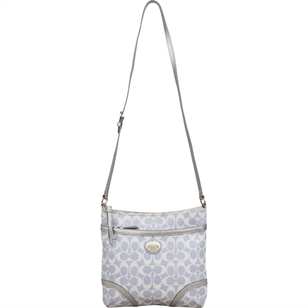Coach Coach Monogram Signature File Crossbody Bag Lichtblauw