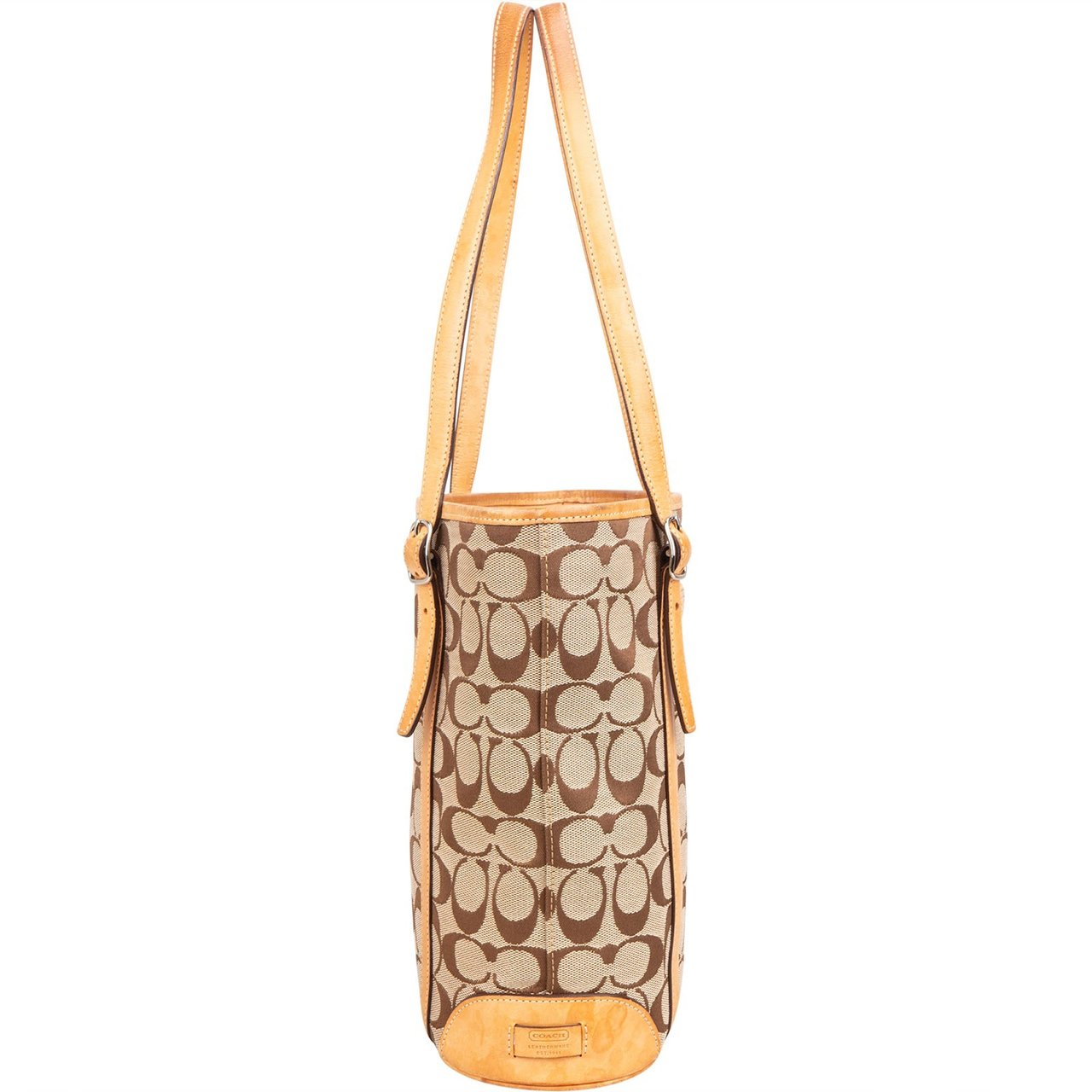 Coach Monogram Signature Hampton Bucket Tote Shoulder Bag Bruin