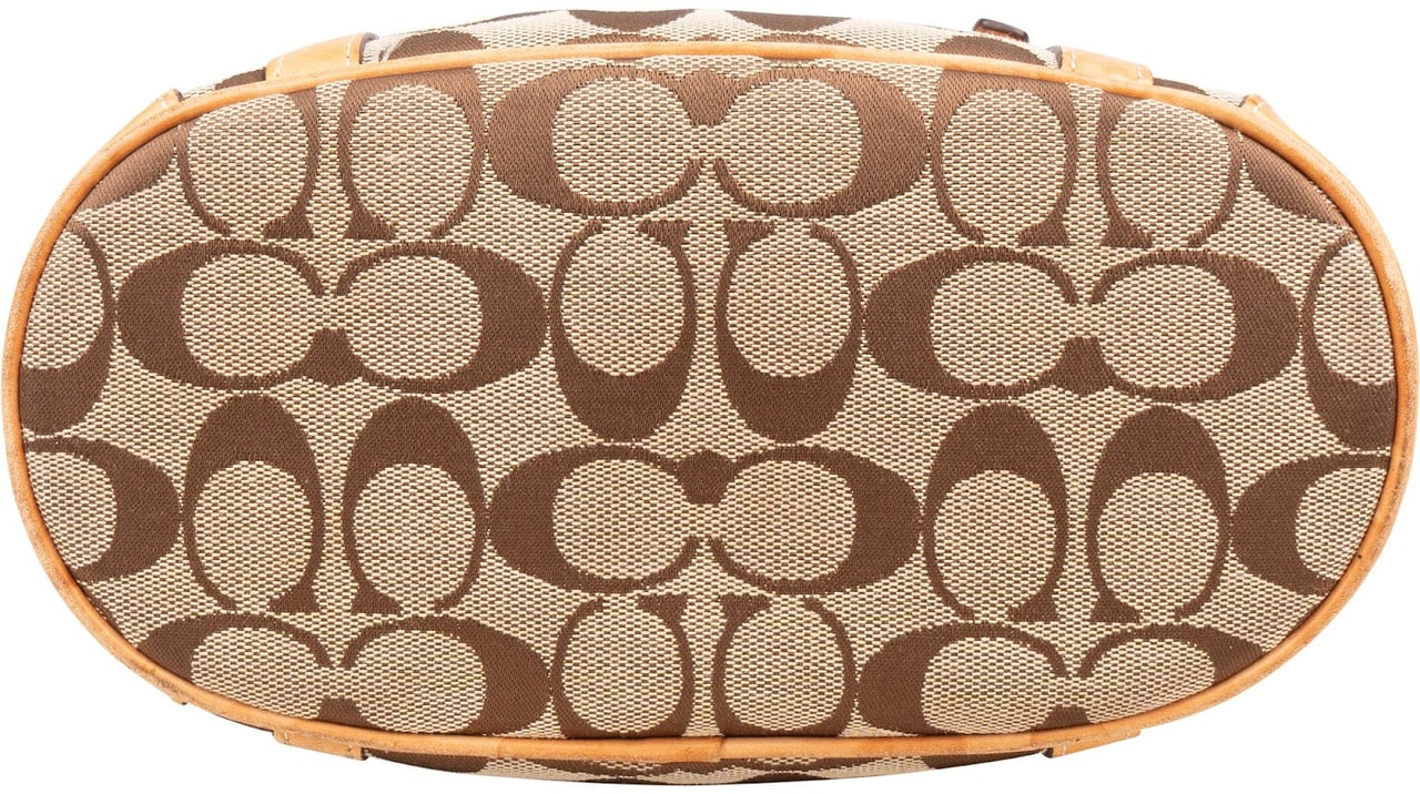 Coach Monogram Signature Hampton Bucket Tote Shoulder Bag Bruin