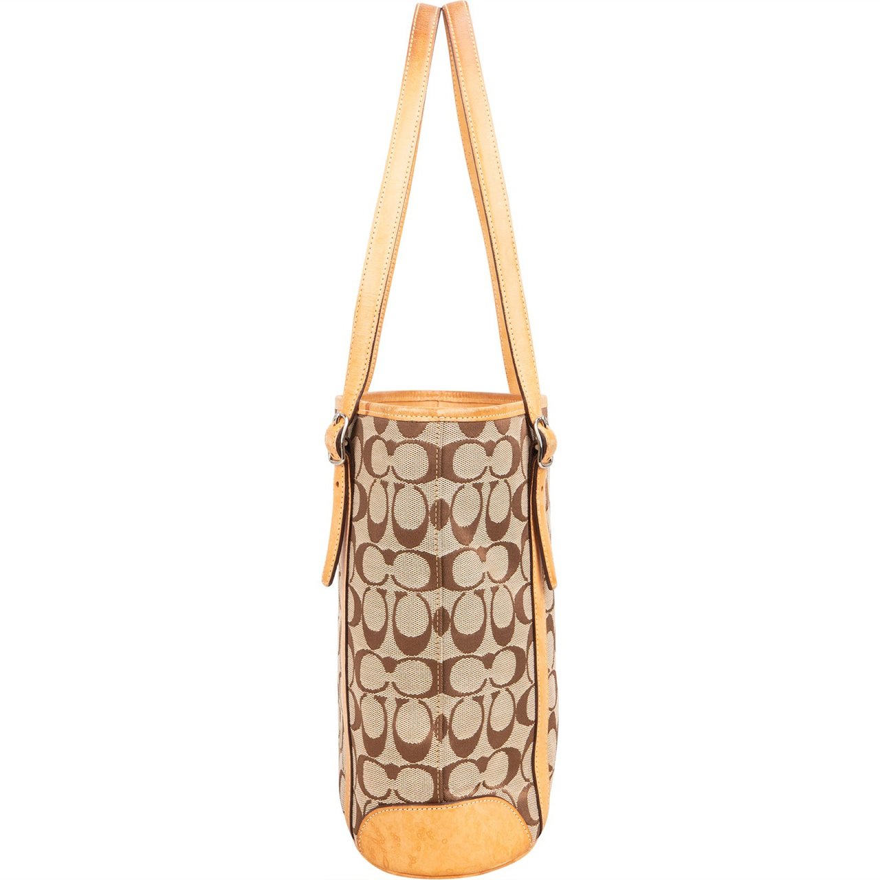 Coach Monogram Signature Hampton Bucket Tote Shoulder Bag Bruin