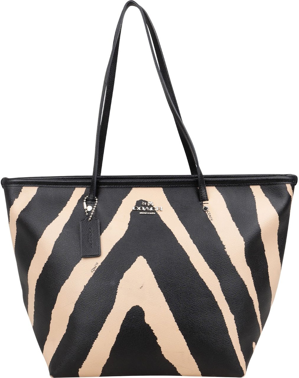 Coach Zebra Print City Shopper Shoulder Bag Zwart