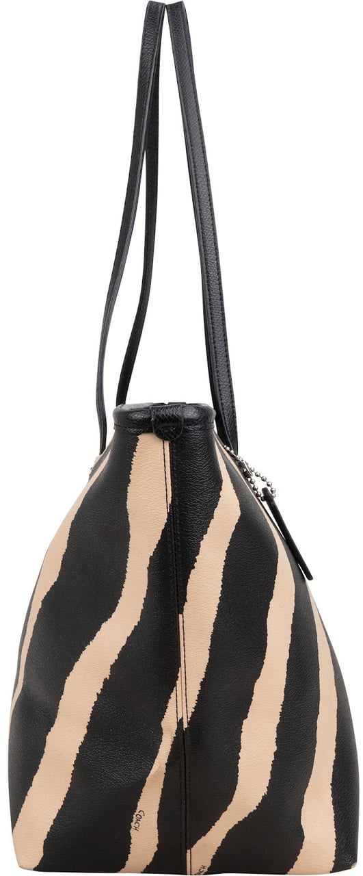 Coach Zebra Print City Shopper Shoulder Bag Zwart