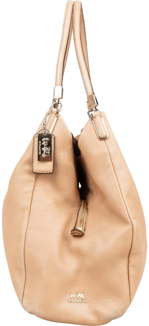 Coach Coach Pebbled Leather Phoebe Shoulder Bag Beige