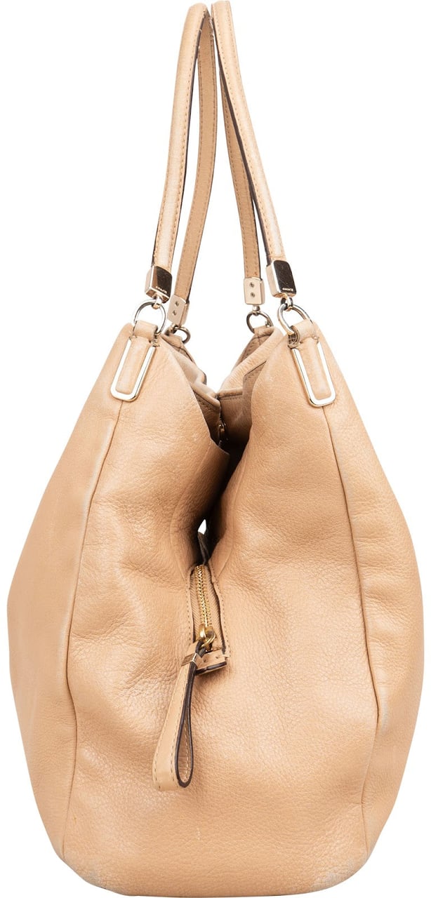 Coach Coach Pebbled Leather Phoebe Shoulder Bag Beige