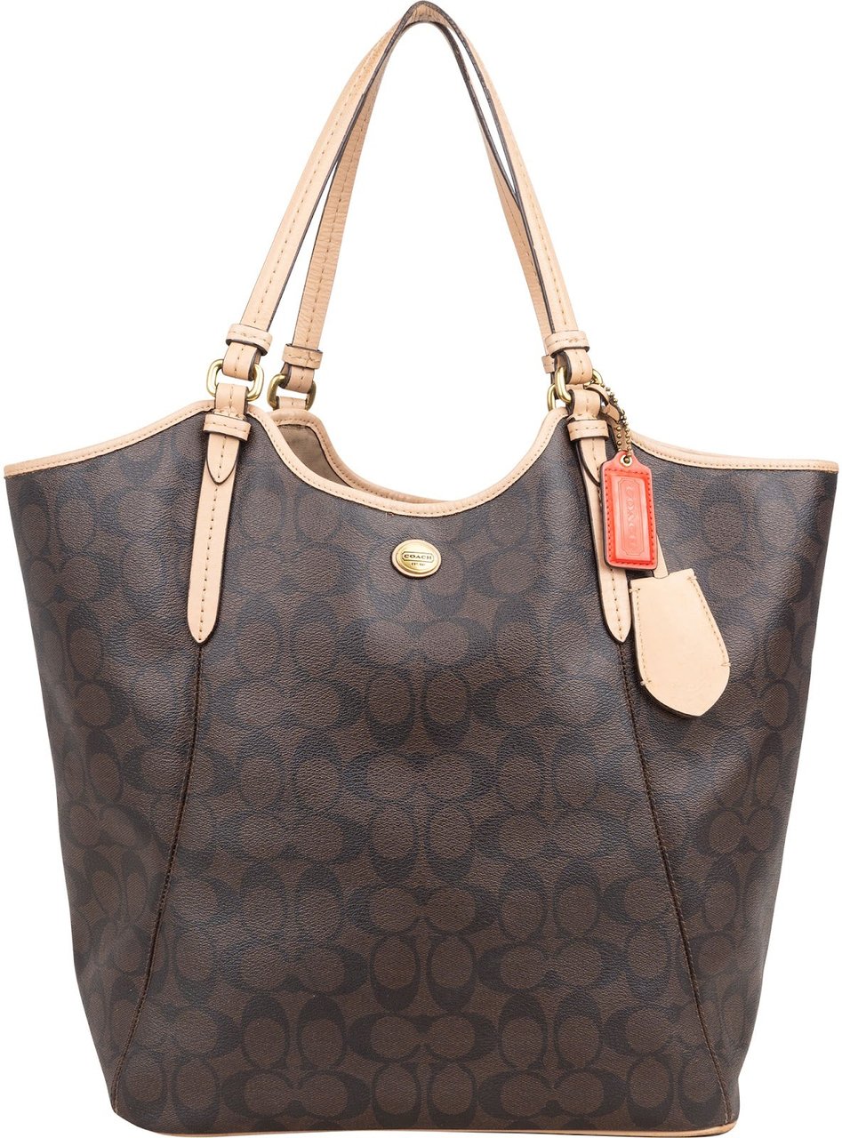 Coach Coach Monogram Signature Large Tote Shoulder Bag Bruin