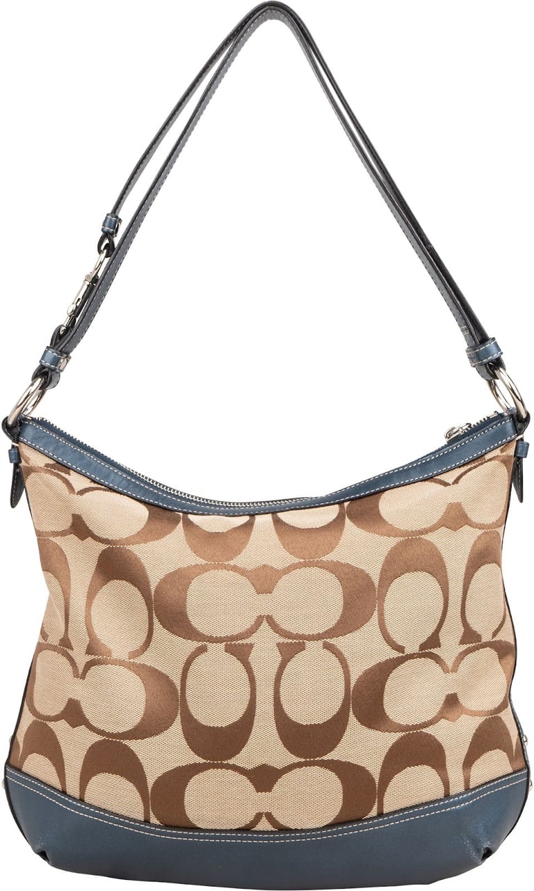 Coach Coach Monogram Signature Zoe Hobo Shoulder Bag Beige