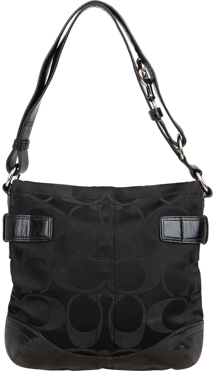 Coach Coach Monogram Signature Buckle Tote Crossbody Bag Zwart