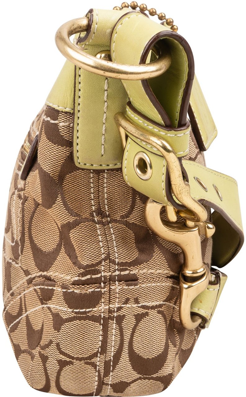 Coach Coach Monogram Signature Hobo Shoulder Bag Beige