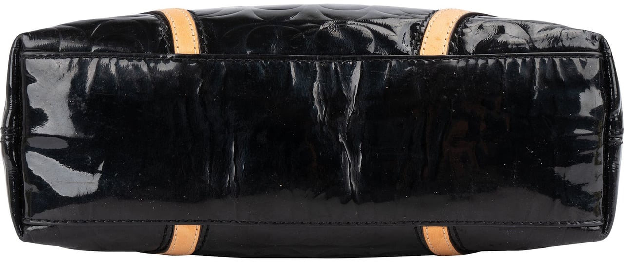 Coach Monogram Patent Leather Signature Embossed Handbag Zwart