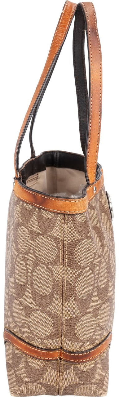 Coach Coach Monogram Signature Canvas Tote Handbag Bruin