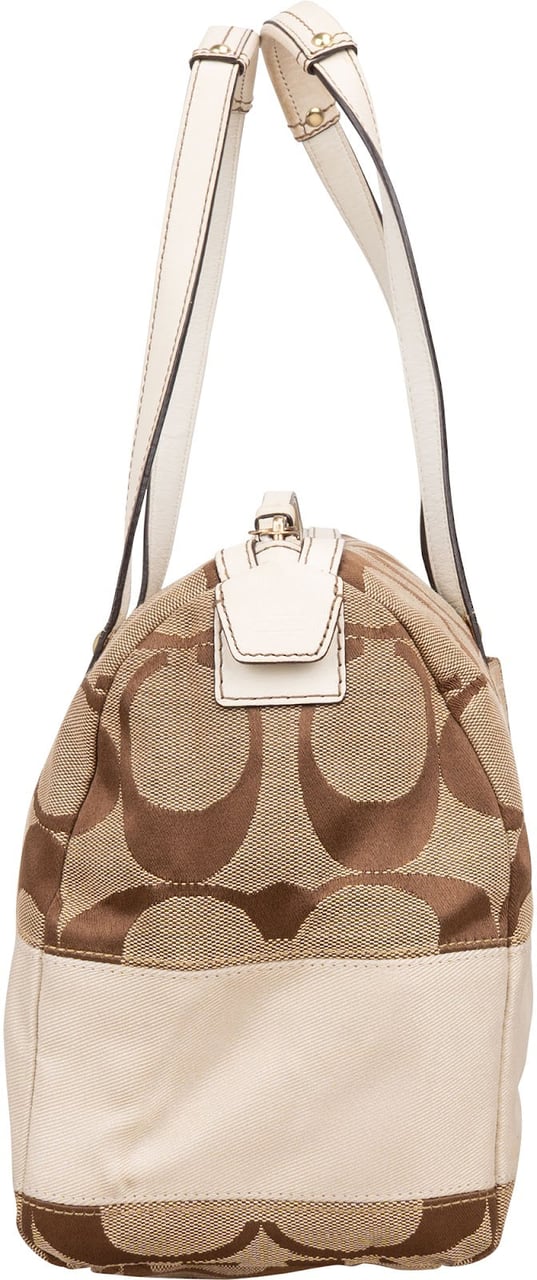 Coach Monogram Signature Stripe Duffle Shoulder Bag Bruin