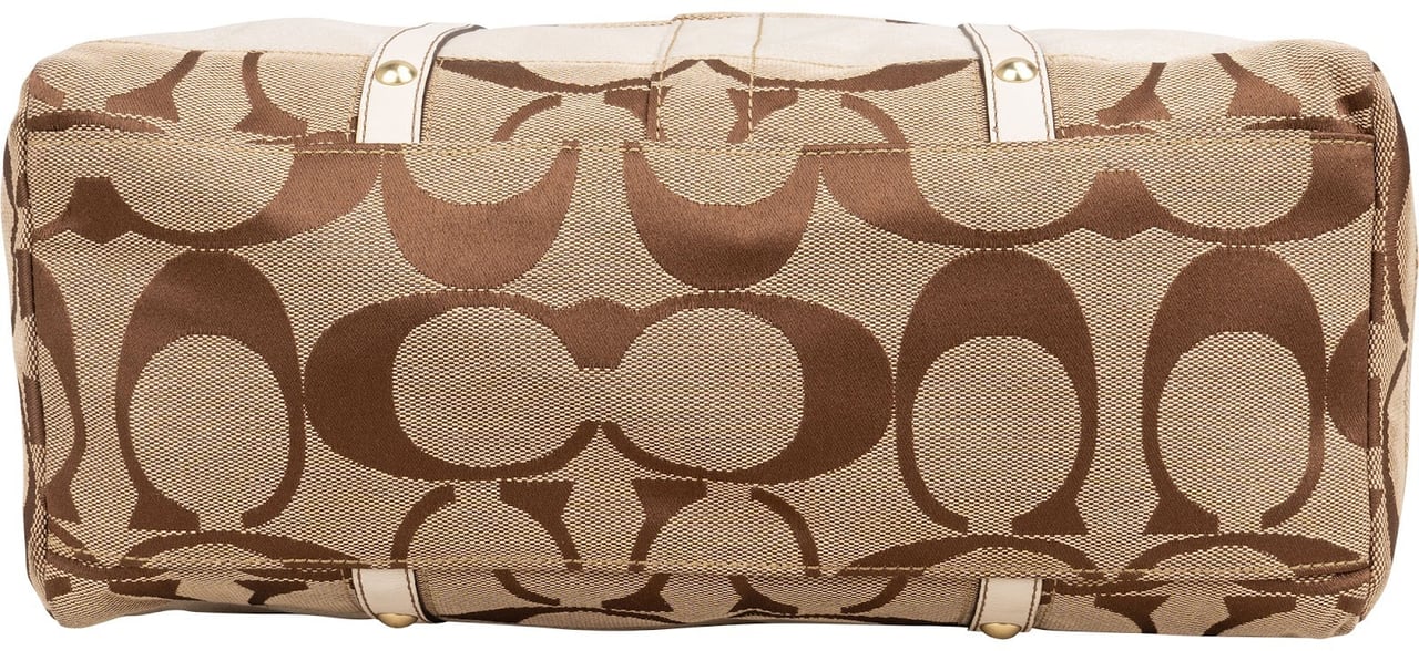 Coach Monogram Signature Stripe Duffle Shoulder Bag Bruin