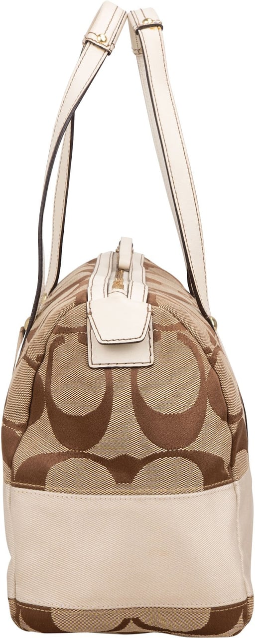 Coach Monogram Signature Stripe Duffle Shoulder Bag Bruin