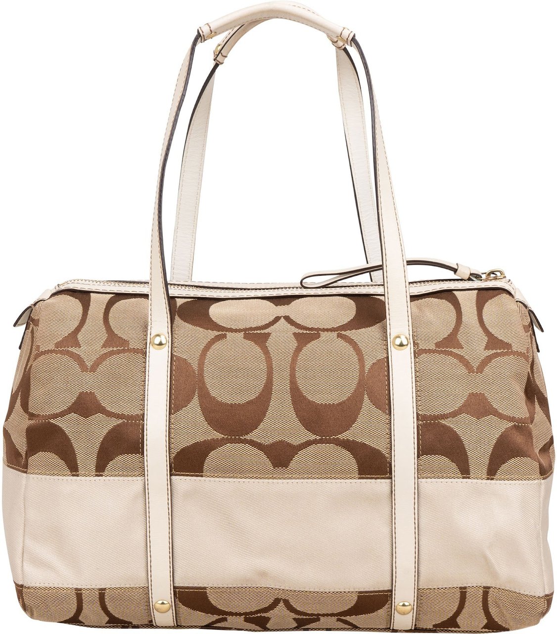 Coach Monogram Signature Stripe Duffle Shoulder Bag Bruin