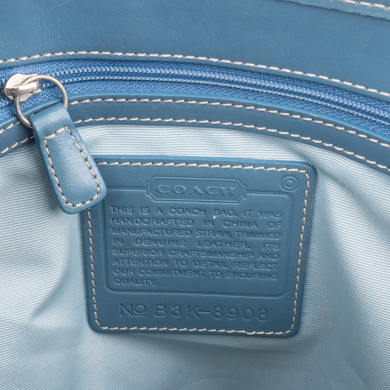 Coach Hamptons Weekend Straw Tote Handbag Blauw