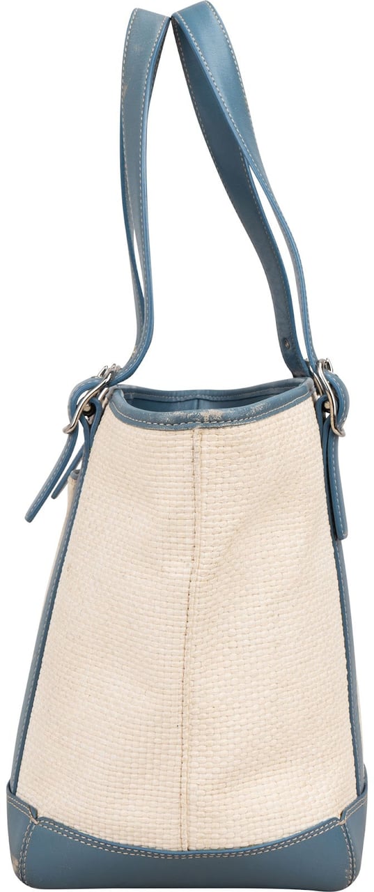 Coach Hamptons Weekend Straw Tote Handbag Blauw