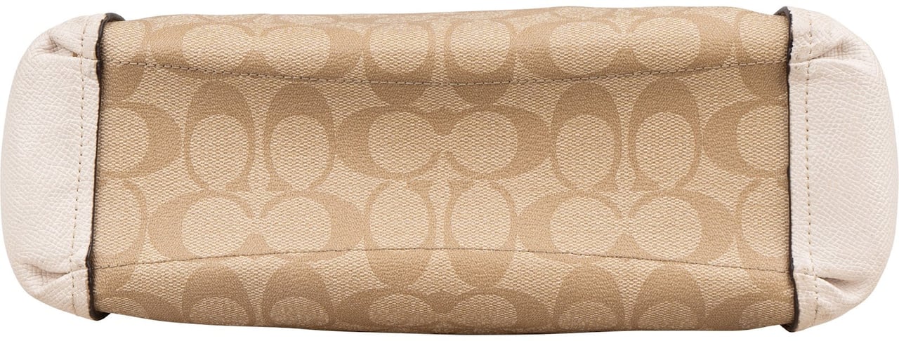 Coach Coach Monogram Signature Canvas Prairie Satchel Handbag Beige