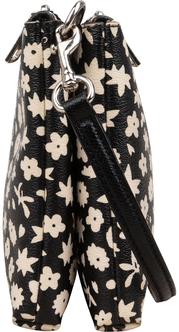Coach Coach Ditsy Floral Print Double Zip Crossbody Bag Zwart