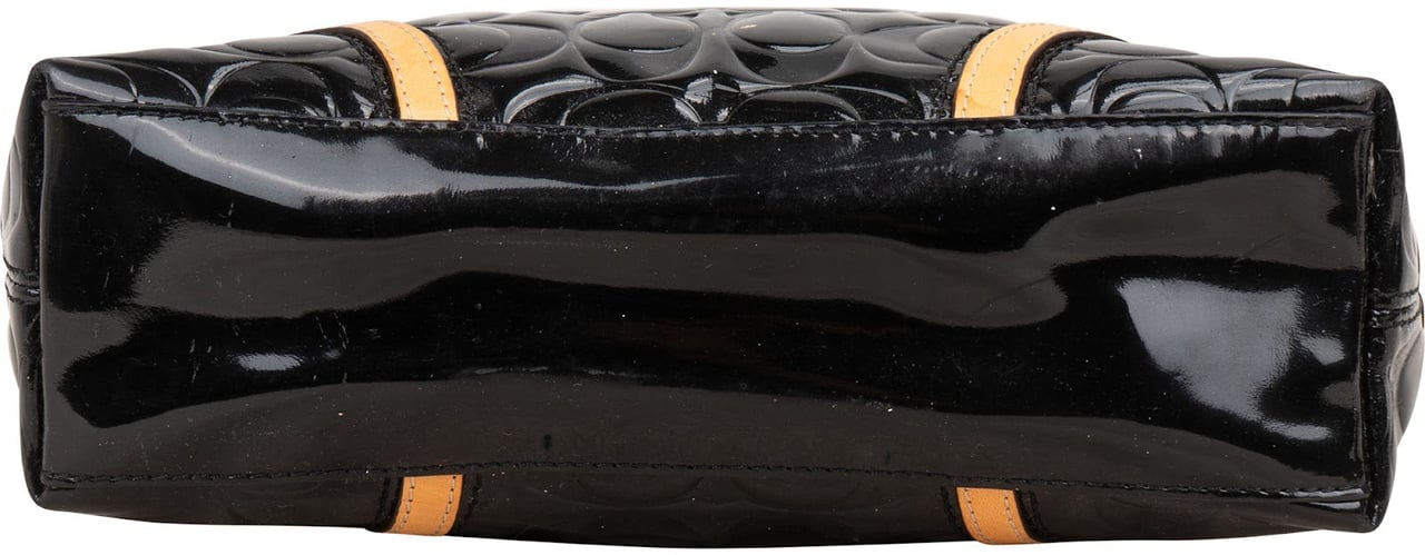 Coach Monogram Embossed Patent Leather Signature C Tote Handbag Zwart