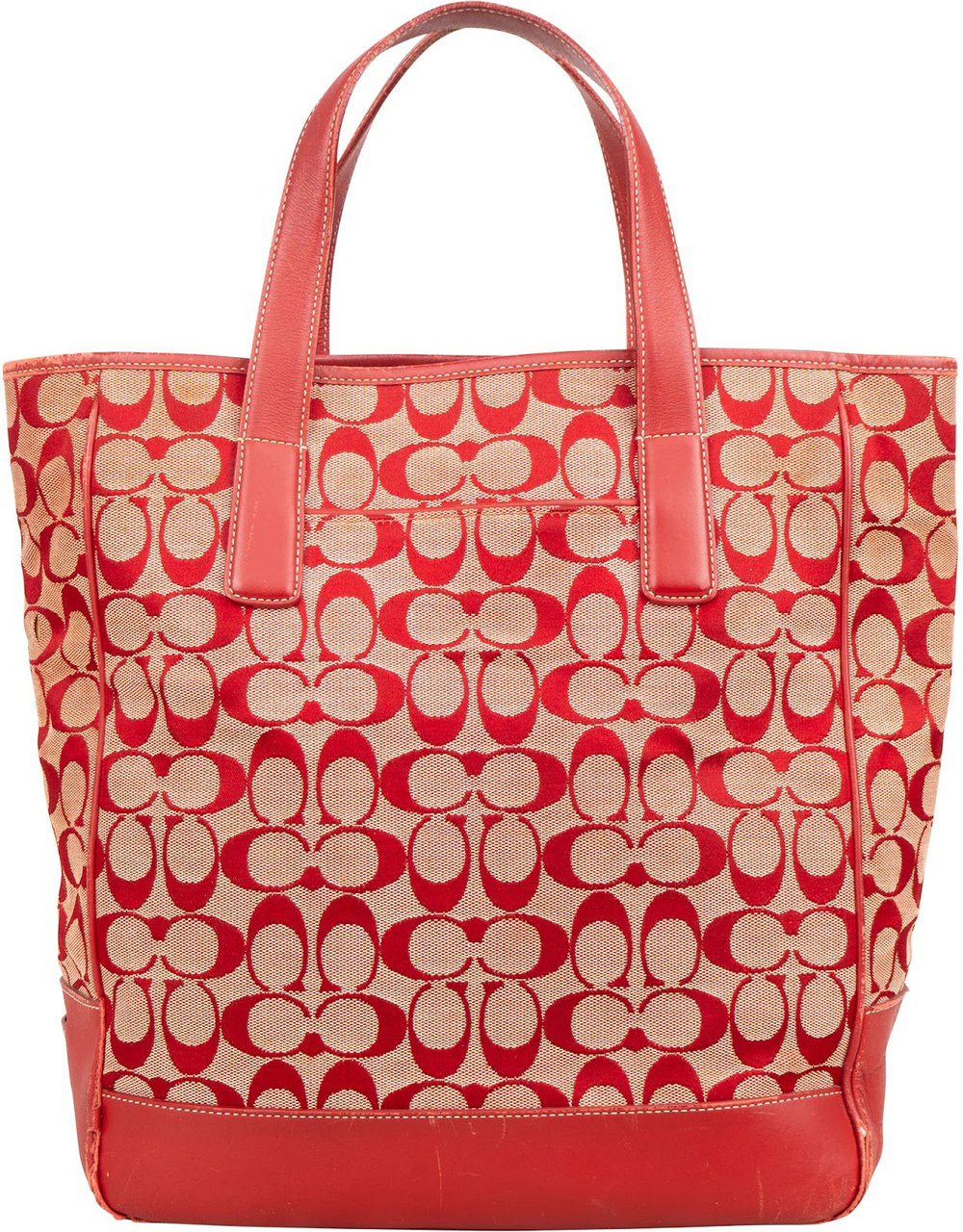 Coach Monogram Signature Canvas Optic Tote Handbag Rood