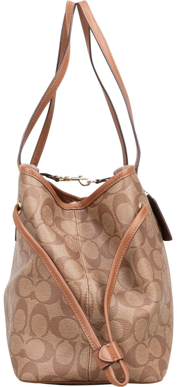 Coach Coach Monogram Signature Canvas Drawstring Carryall Shoulder Bag Bruin